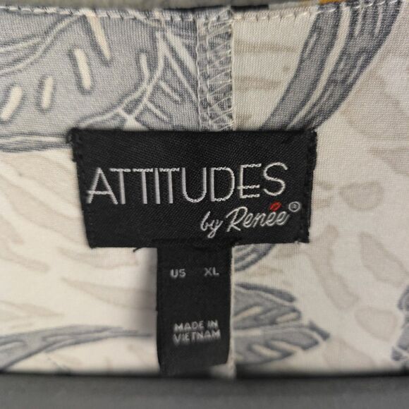 Attitudes by Renee Tank Top  Blouse Womens XL Yellow Brown V-Neck Lagenlook - Picture 5 of 15